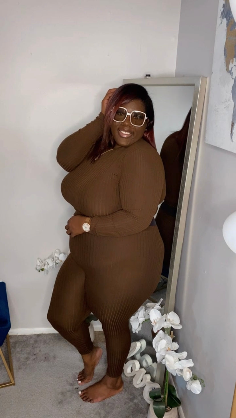 Coffee two piece tights set